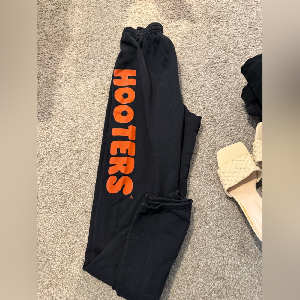 Hooters Black Jogger Sweatpants with Orange Side Logo